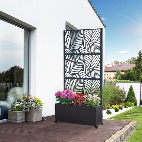 Fioriera con Spalliera Surnskoki in Acciaio Separè con Portapiante e Rotelle - Nero casa.pro (1/5)
