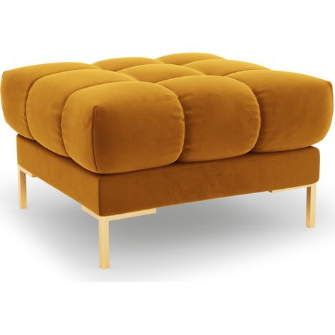 Pouf en velours jaune (1/5)