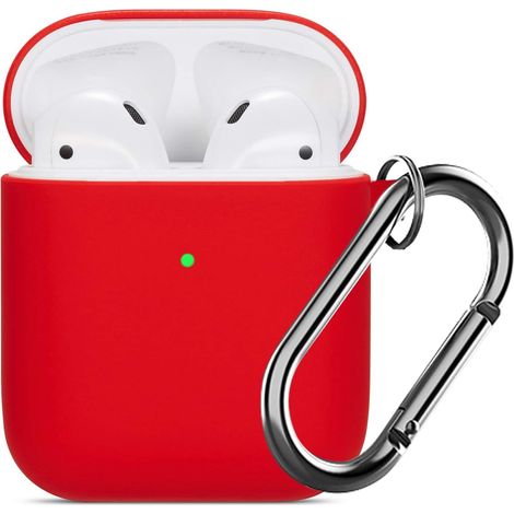 Étui pour AirPods, coque de protection intégrale en silicone résistante aux chocs et aux chutes, avec porte-clés, compatible avec le boîtier de charge Apple AirPods 2 et 1 - Jaune (1/5)