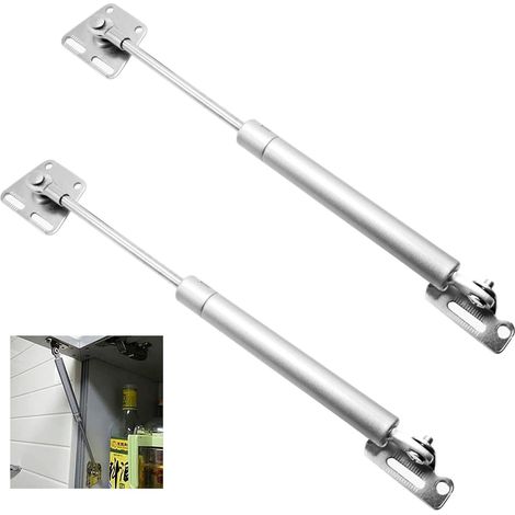 – Ressort à gaz 2 pièces pour meubles – Amortisseur automatique 100N – Pour portes d'armoire et placards – Acier et aluminium (1/5)