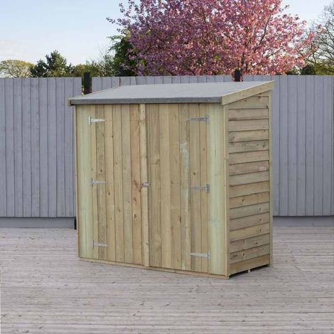 Overlap 6 x 3 Feet Pressure Treated Pent Shed Double Door (1/3)