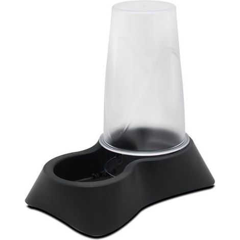 Distributeur à eau et croquettes - JUANIO - 1.5 L - 2 en 1 - Antidérapant - Plastique gris (1/3)