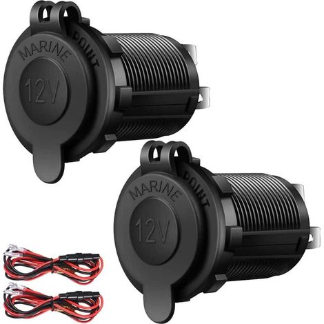 Paquete de 2 enchufes de encendedor de cigarrillos de 12V para coche, motocicleta, ATV, RV, enchufe impermeable de 12V (1/5)