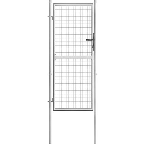 Puerta de jardín de acero galvanizado 105x200 cm color plata vidaXL