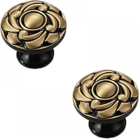 Poignée de meuble - laiton - pour tiroirs,armoires - pièces - 34 mm - noir (1/4)