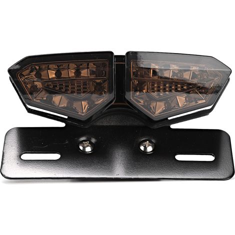 Akozon Retro Multifunktions-LED-Rücklicht, Blinker, Bremslicht, Rauchschwarz, für Offroad-Motorräder