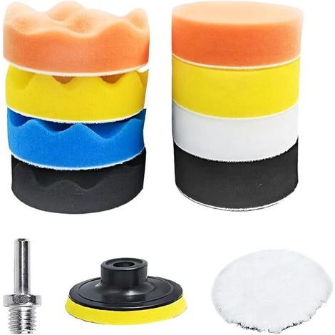 11-teiliges Autopolierschwamm-Set, Polierpads, Polierschwamm-Set, M10-Bohrmaschinen-Polierpad, 80-mm-Polierpad, Bohrmaschinenadapter und Wollwachspads (1/5)