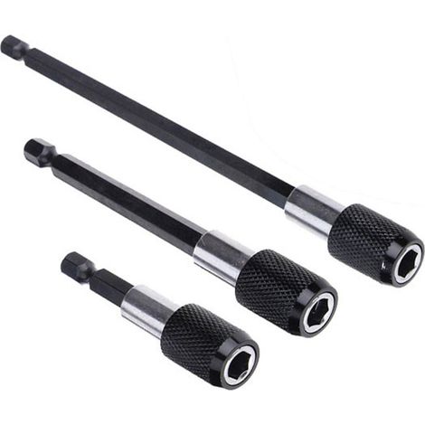 Set mit 3 ausziehbaren Schraubendreherbits, Schnellverschluss, magnetischer Bithalter für 1/4"-Sechskantfutter