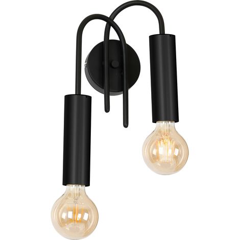 Applique murale noire design double Loppe 2xE27 Luminex