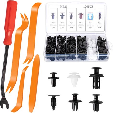 Rivet Plastique - 125 Pièces - 6 Types Universels - Pour Panneau Porte Pare-Chocs Aile Capot - Kit Réparation Automobile (1/5)