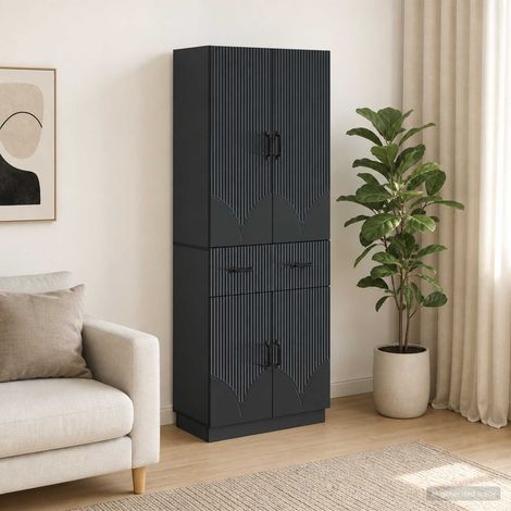vidaXL Schrankset 2 pcs Schwarz Holzwerkstoff (1/5)