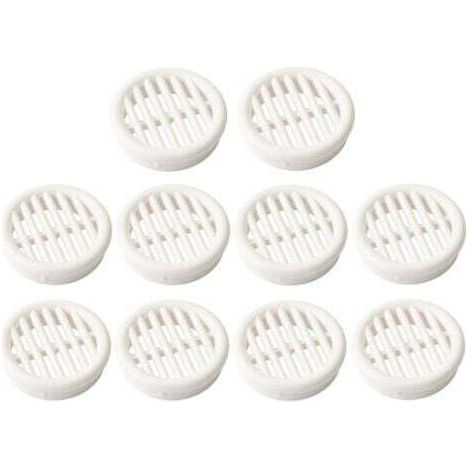 10x Grille de ventilation aération ronde plastique diamètre encastrement 39.5mm hauteur 11mm cache protection plafond mur menuiserie, blanc (1/4)