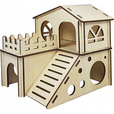 Holzhaus für Hamster, Meerschweinchen, Nagerkäfig (1/4)