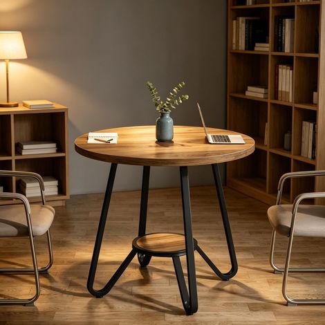 Table ronde stylée, table de bar, table de snack, table basse et table d'accent polyvalente, meuble décoratif pour salon, chambre et espace de réception (1/5)