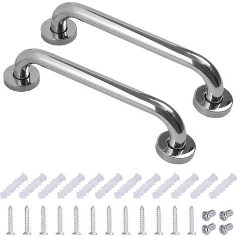 Barra de apoyo de acero inoxidable para inodoro, baño, bañera, para personas mayores, discapacitadas, niños, mujeres embarazadas, 30 cm, 2 piezas (1/5)