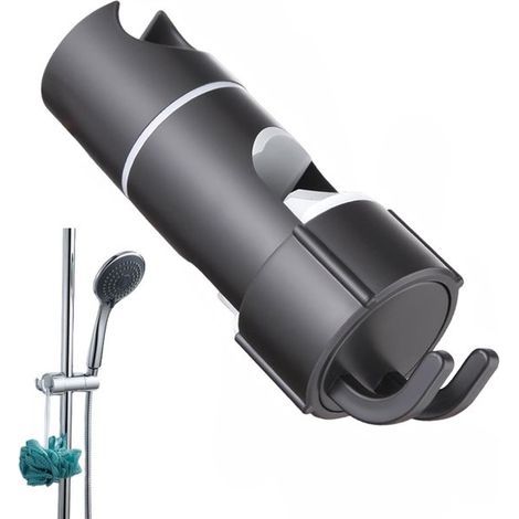 Universelle Duschstange für 18-25 mm Stangen, verstellbare Handbrausehalterung mit 2 Haken, verchromte ABS-Montagehalterung, einfach zu installierendes Badezimmerzubehör.