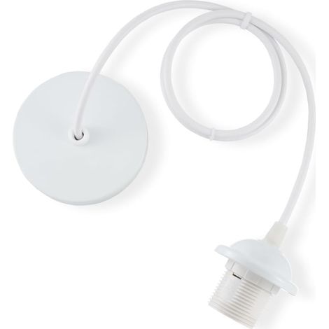 1 x E27 Hanging Lamp Holder, Hanging Cable Light, Pendant Hanging Metal Accessories, Adjustable Cable 100 cm for Cafe Store Bedroom Bar (White) (1/5)