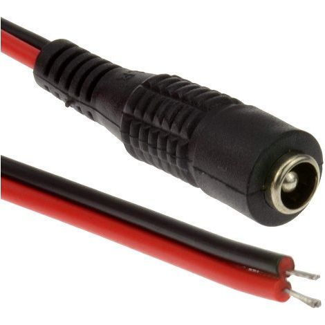 Cable alimentacion DC 5.5x2.1 mm hembra para CCTV 0.30 M rojo-negro (1/4)