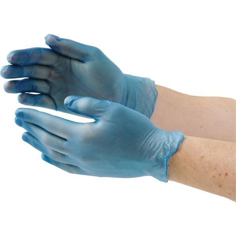 Gant Alimentaire en Vinyle Non Poudré Bleu Lot de 100 - Vogue
