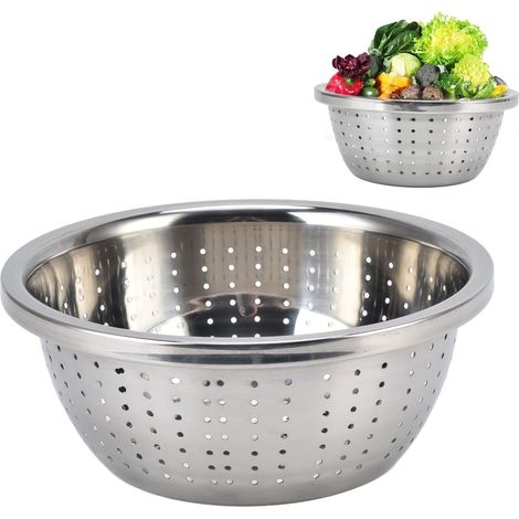 Passoire Microporeuse en Acier Inoxydable, Panier de Lavage de Légumes, Passoire de Cuisine en Acier Inoxydable 304, égouttoir de Bol en Métal pour Laver les Légumes, les Fruits Et le Riz(22cm) (1/5)