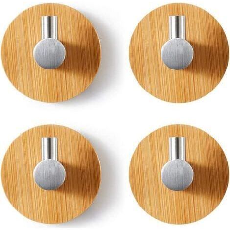 Pieces Bamboo Wall Hooks, Stainless Steel Bamboo Hooks, Adhesive Bamboo Hooks, No Drilling Required Self-Adhesive Towel Hooks for Bathroom, Toilet, Kitchen (Silver) (1/5)