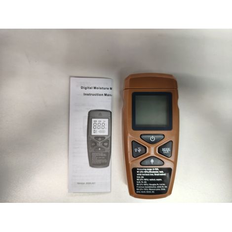 Thermomètre humidimètre en bois pour papier dur et souple, herbes de bambou, écran LCD, haute précision et réponse rapide, maintien des données, indication de batterie faible, 4 plages de mesure, jaun (1/5)