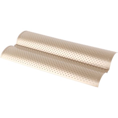 Baguetteform mit 2 Schlitzen, antihaftbeschichtet, lebensmittelechter Kohlenstoffstahl, perforiertes Design, französische Baguette-Backform für zu Hause (1/5)