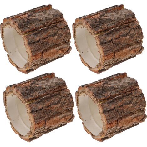 4 Stück Rustikale Holzblumentöpfe Rinde Kleine Pflanzgefäße