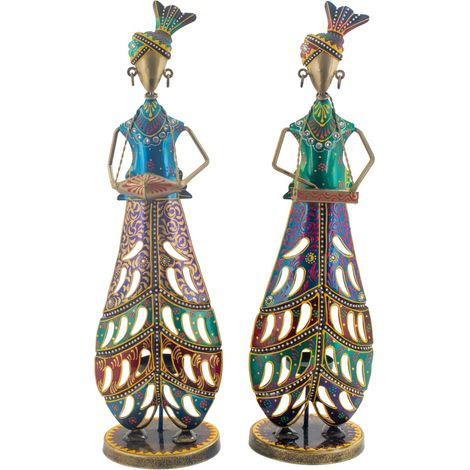 Portacandele con figure musicali 3 diversi in banda stagnata multicolore 49 cm (1/3)