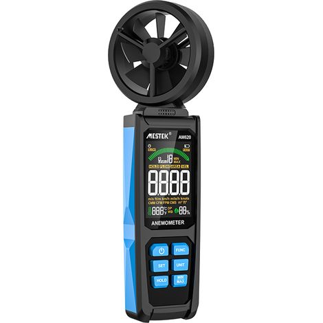 Handheld High Accuracy Anemometer Double Bearing 8-blade Fan Digital Anemometer LCD Backlit Color Display Wind Speed Meter Six Measurement Modes with Data Hold and Low Battery Indication Function (1/5)