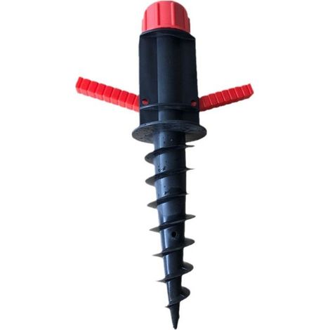 Base negra, soporte para sombrilla, soporte atornillable, toma de tierra, camping, playa, rojo (1/5)