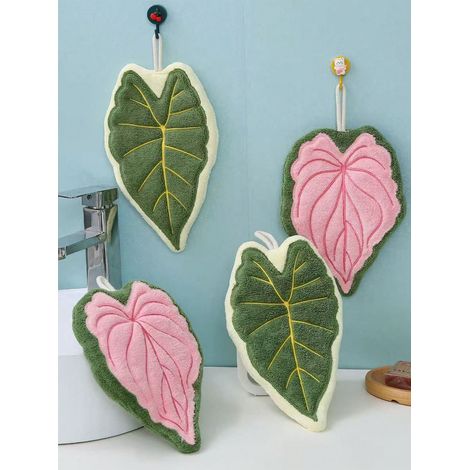 1pc/3pcs Serviette de main décorative suspendue au design feuille créative, pour cuisine, salle de bain et chambre — absorbante, facile à nettoyer, serviette personnalisée. (1/4)