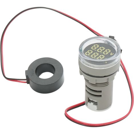 Indicatore digitale amperometro e voltmetro LED bianco 0-100A/50-500V AC Ø 22mm Breckner Germany (1/4)