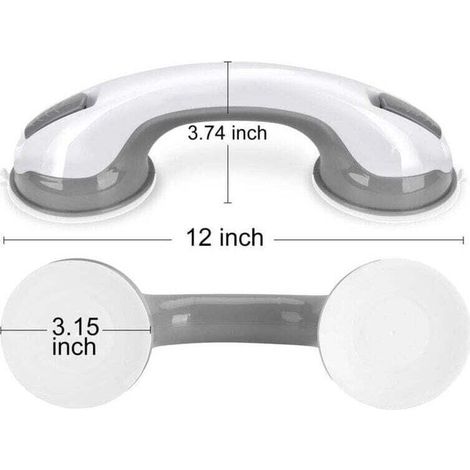 Poignée Ventouse ,pour Salle de Bain Barres d'appui de Douche Forte Prise pour handicapés, Seniors, blessés, sécurité poignée de Douche Support jusqu'à 109 kg sans perçage et Amovible - Gris