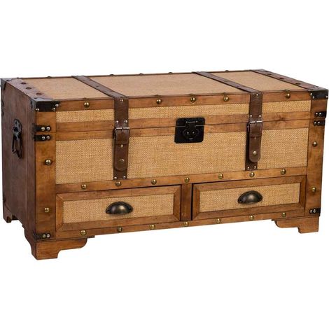 Baúl de madera marrón 90x45x45.5