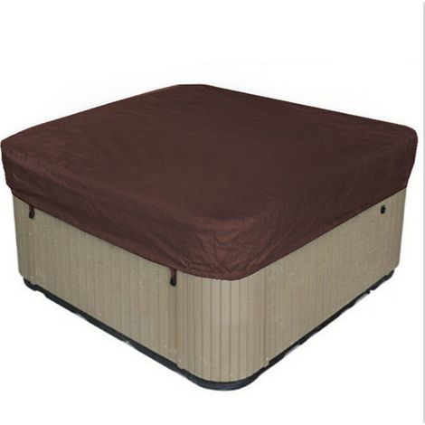 Bache de protection pour spa carré 207x207cm – Tissu polyester 190T étanche – Anti-poussière et anti-UV – Sac de rangement inclus – Noir (1/3)