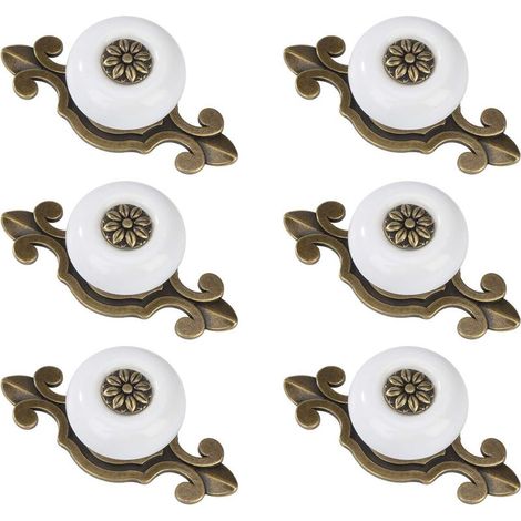 Boutons de meuble Boutons de tiroir en céramique Bouton de meuble vintage avec vis en alliage pouRôtiroir de meuble 6 pièces Cuivre Blanc-Fei Yu (1/5)