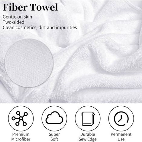 Serviettes blanches pour les mains (lot de 3), gants de toilette doux en microfibre pour le visage et la salle de bain (1/4)
