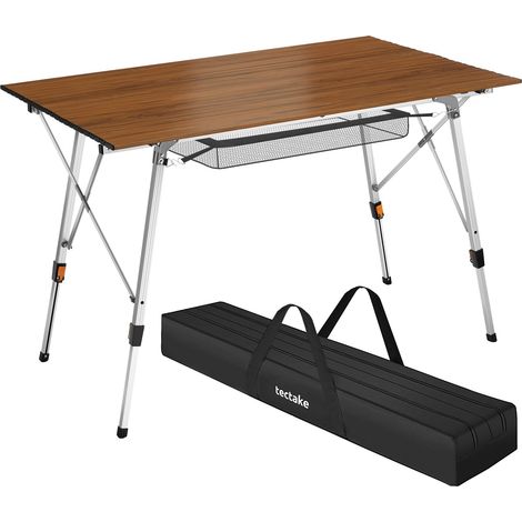 Table pliante en aluminium Bastian, réglable hauteur - aspect bois