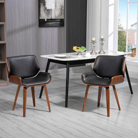 Ensemble de 2 chaises de salle à manger de style vintage, revêtues de similicuir, 53 cm (L) x 54 cm (P) x 81 cm (H), noir et marron (1/5)