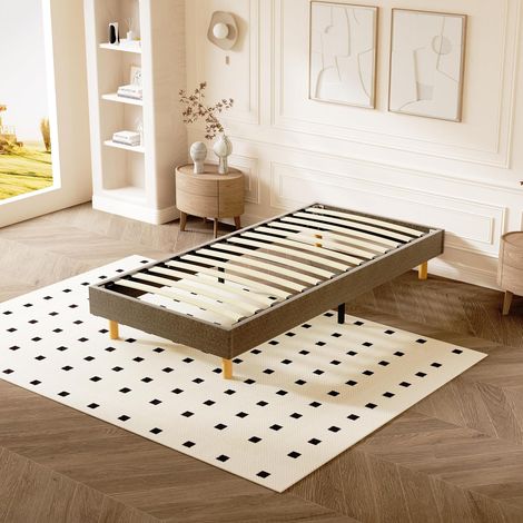 Dewinner – Sommier tapissier 90x190cm – 6 pieds en bois massif – Hauteur 29cm – 14 lattes pour soutien optimal – Confort amélioré (1/5)