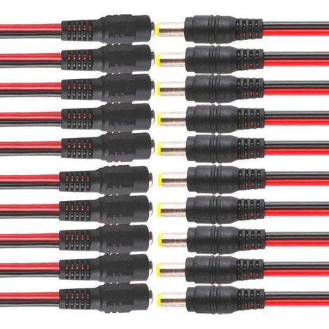 10 Paar 12V DC-Stromanschlusskabel (5,5 x 2,1 mm Stecker/Buchse), DC-Netzteil-Anschlusskabel, Steckerkabel für Sicherheits-CCTV-Anlagen (1/5)