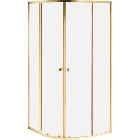 Shower Enclosure Gold Tempered Glass Aluminium Frame Single Door 90 x 90 x 190 cm Modern Design ONELLI (1/5)