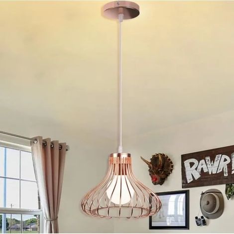 U-Do Suspension Luminaire Ajustable Vintage Lampe en Fer Or Rose E27 Lustre Exquis Plafonnier illuminé pour Chambre Cuisine (1/4)