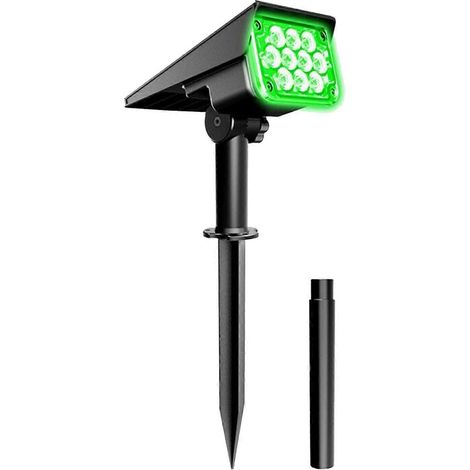 Projecteur solaire, lampe de jardin solaire IP65, lumière verte à énergie solaire pour la décoration de cour ou d'extérieur. (1/5)