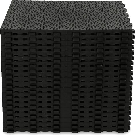 Lot de 20 Revêtements de Sol de Garage à Emboîter, Dalles de Garage Emboîtables en PP, 400 x 400 x 18 mm, Noir, Antidérapant, pour Garage, Cave, Atelier de Réparation (1/5)