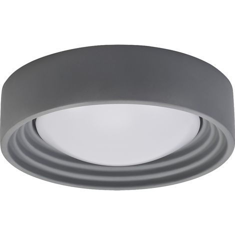 LEDVANCE ORBIS Concrete, grey concrete ceiling light with LED, 13 W, 800 lm, 3,000 K friendly warm white, dimmable in 3 steps by clicking, 300 mm diameter, IP20 protection, suitable for bathrooms (1/4)