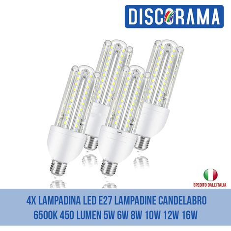 DISCORAMA 4X LAMPADINA LED E27, LAMPADINE LED DI MAIS, CANDELABRO A LED E27, 5W, 6500K, 450 LUMEN, LUCE BIANCA FREDDA (5)