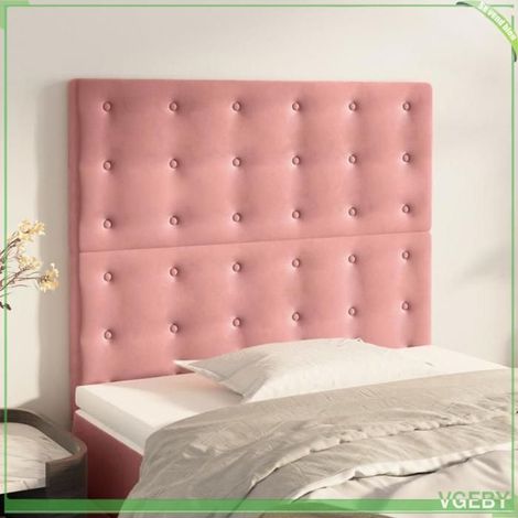 Tête de lit - 3116807 - Velours rose - Hauteur réglable - 90 x 5 x 118/128 cm (1/5)