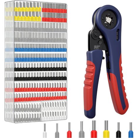 0.08-10mm² Pinces à Sertir avec 1200pcs Cosses Electriques, Pinces à Sertir à Cliquet Pince Electricien Embout de Cablage Applicable aux Travaux électriques électroniques et Industriels (1/5)